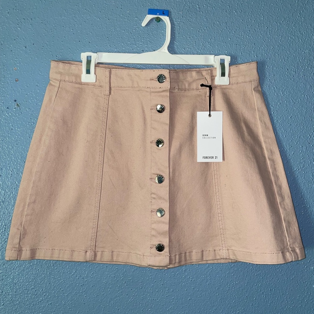 Forever 21 Mini Skirt (Pink, Denim)
